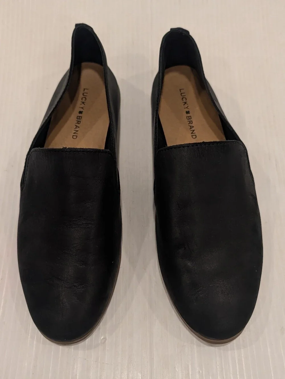 LUCKY BRAND Charsa2 Black Leather Slip-On Flats Loafers Size 7.5